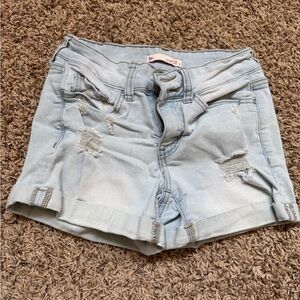 Mudd size 5 Light Blue Distressed Denim Shorts